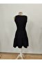 Women's suspender Double-Breasted collar ruffled janjan crepe dress - 7