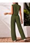 Women's Sleeveless V-Neck Aerobin Blouse and Pants Two-Piece Set - 3