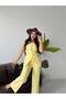 Asymmetrical Cut Design Buttoned Vest and Palazzo Trousers Two-Piece Set for Women - 4