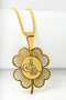 Gold Color Ayetel Kürsi & Ottoman Emblem Clover Design Thick Doc Stainless Steel Necklace - 2