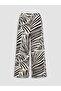 Özmarka New Season Gray Elastic Waist Zebra Patterned Women's Trousers - 4