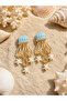 Dangle Earrings with Jellyfish and Starfish Figures Stylish Design Earrings with White Blue Color Options - 3
