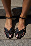 Nelio Women's Black Leather Strap Detailled Ballet Flats - 6