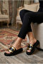 Whe Women's Slippers with Flat Soles and Gold Buckle Leather
