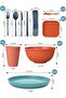 Unbreakable Plastic Dinnerware Set for 4, 48-Piece Colourful Plates, Bowls, Cups and Cutlery - 2