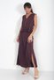 Women's Front Metal Buttoned Ruffled Sleeveless Blouse Elastic Waist Pleated Long Sunset Skirt Modal 2-Piece Jewelry - 3