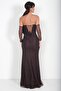 Women's Strapless Collar Lined Draped Side-Pocketed Lez Lace Long Dress - 4