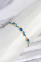 Brass Gold Color Blue Zircon Stone Flower Model Women's Bracelet - 2