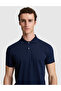 Navy Blue Slim Fit 100% Cotton Buttoned Polo Collar T-Shirt 50321028-Vr033 - 2