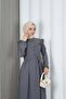 Ayrobin Belted Hijab Dress with Ruffles on the Shoulders and Front Gray Hnt7345 - 5