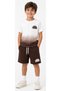 Boy's Born Summer Patterned Color Gradient T-Shirt and Double Pocket Brown Shorts Set