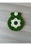 Hand Knitted Daisy Patterned 3 Piece Bath Washcloth Set – Green Yellow Flower Motif - 4