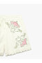 Cotton Floral Embroidery Detailed Poplin Shorts - 3