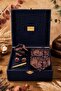 Navy Blue Men's Gift Box - Tie with Handkerchief, Cufflinks, Tie Clip Kmk258