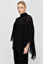 Women's Chiffon Cape Detailed High Neck Blouse - 4