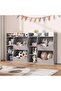 Kids Toy Storage Organizer, 2-Tier Double-Sided Bookcase with Open Cubbies, Grey Toy Shelf - 3