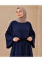 Ankanoor Oversize Muslin Hijab Dress with Cape on the Front 145 cm Anka265156 - 2