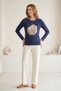 Women's Plus Size Lycra Crew Neck Floral Printed Long Sleeve Mom T-Shirt Combed Cotton Blouse - 5