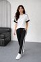 Women's Stripe Detailed Soft Textured Comfortable Cut Crew Neck Modal Fabric Tracksuit Set