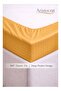 3-Piece Striped Microfiber Fitted Sheet Set King 180x200cm, Deep Pocket 17cm, Gold - 3