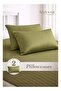 3‑Piece Striped Microfiber Flat Bed Sheet Set Super King 240x260cm – Soft Breathable Flat Sheet with 2 Pillowcases 50x70cm, Olive - 5