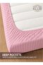 1-Piece Microfiber Fitted Sheet Striped, Color: Baby Pink, Super King (200 x 200 cm) - 3
