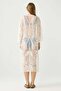 Front-Tie Long Beach Dress with Embroidery Detail Beige - 4