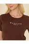 Women Brown Graphic Ribbed T-Shirt - 4