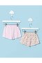 Infant Girls Lilac Placement Print Shorts & White All Over Print Shorts Pack Of 2 - 4