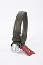 Unisex Original Leather Belt 3 cm Green Genuine Leather Belt