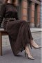 Fine tencel fabric long dress with drawstring textured belt detail - 4