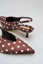 H01 Women's Polka Dot Pointed Toe Open Back Slingback Low-Cut Stylish Short 4 cm Heeled Shoes - 3