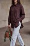 Parachute Fabric Letter Detailed Buttoned Oversize Women's Shirt