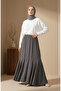 Bürümcük Fabric Elastic Waist Gathered Skirt 0561-05 Anthracite
