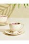 White Embossed Cup And Saucer With Gold Rim