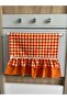 Orange Gingham Ruffled Oven Cover - 3