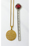 Gold Color Evil Eye Verse and Four Kul Written Spiritual Prayer Design Thick Doc Chain Stainless Steel Necklace - 4