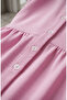 Aerobin Fabric Buttoned Layered Hijab Dress 4124-04 Pink - 4
