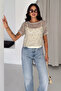 Women's Sequined Transparent Blouse and Undershirt Two-Piece Set Short Sleeve Stylish Top - 6