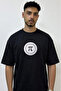 Pi Symbol Design Printed Oversize Black T-Shirt