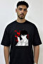 Akane Sawatari Design Printed Oversize Black T-Shirt