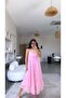 Candy Pink Wrinkled Effect Strap Dress - 5