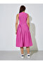 Pink Sleeveless Midi Dress with Side Pleats - 5