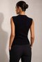 Black Sleeveless Polo Neck Ribbed Viscose Women's Knitwear Blouse - 5