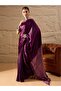 Women's Crepe Purple Printed Designer Saree With Blouse Piece - 2