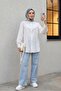 Zippered Palazzo Jeans with Pockets - Ice Blue - 3