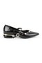 Women's Babet Black Shiny Patent Leather Pointed Toe Metal Encapsulated Mary Jane Short Heeled Stylish L085.K1419 - 2
