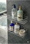 White 2 Flat Adhesive Bathroom Organizer Bathroom Accessory Shampoo Holder Shower Shelf Hanger Set of 2 - 6