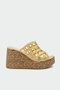 Leffy Knitted Detailed Platform Women's Gold Slippers - 2