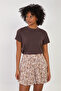 Women's Crew Neck T-Shirt with Side Slits - Bitter Coffee - 2